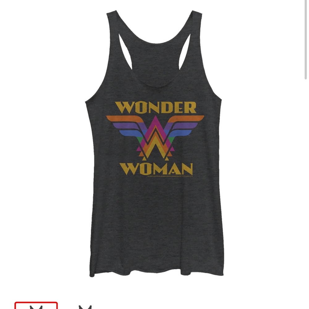 Women's Wonder Woman Retro Rainbow Logo Racerback Tank Top
